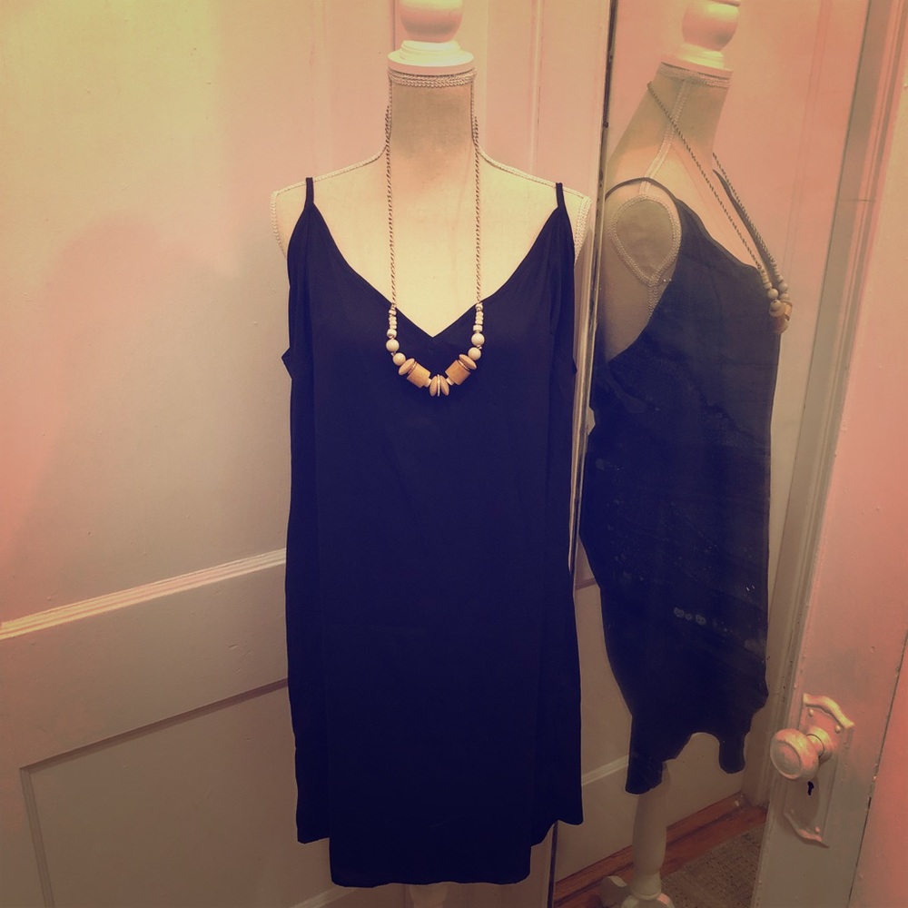 ASOS US Size 16 Black V-Neck Slip Dress